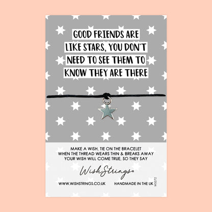 WishStrings ‘Good Friends Are Like Stars’ Wish Bracelet | Thoughtful Friendship Gift | Meaningful Bracelet for Long-Distance Friends