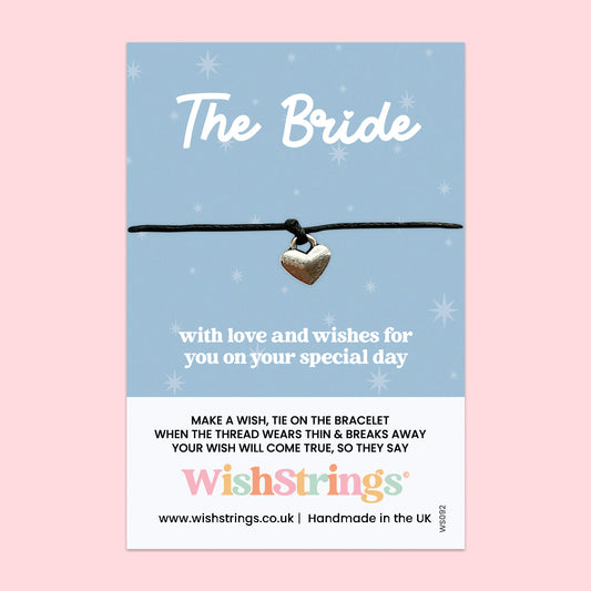 WishStrings Wish Bracelet – The Bride | Sentimental Wedding Day Gift | Handmade Keepsake Bracelet on Card | Thoughtful Token for Bride from Friends or Family