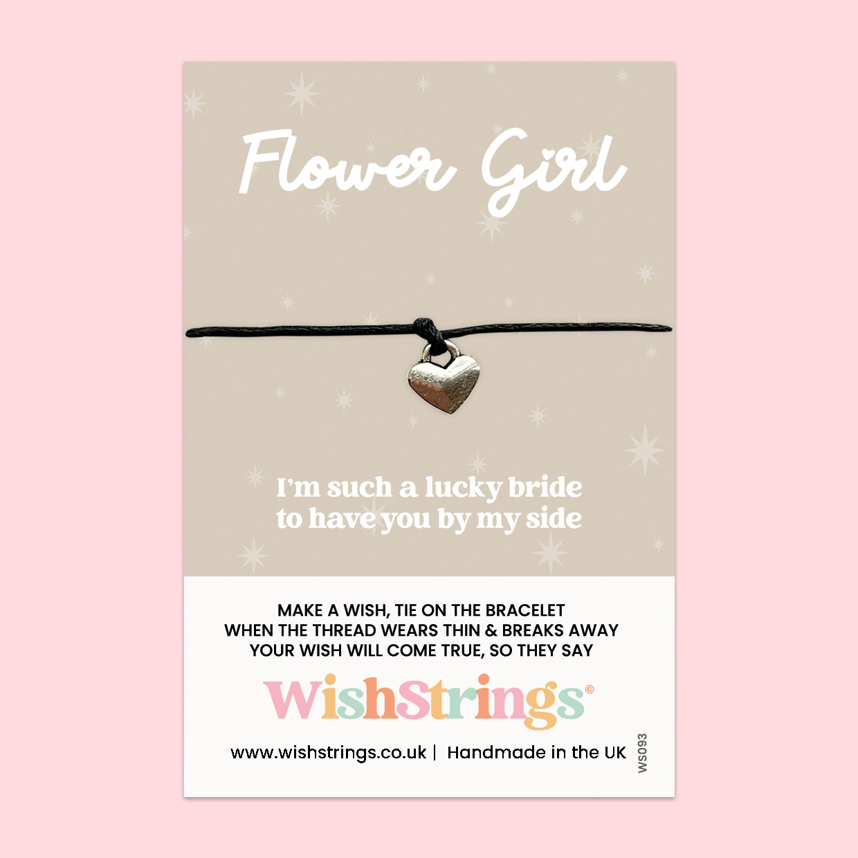 WishStrings Wish Bracelet – Flower Girl | Wedding Keepsake Gift | Handmade Bracelet for Bridal Party | Thank You Token for Flower Girl