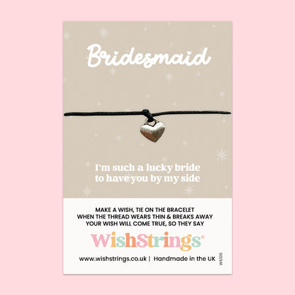 WishStrings Wish Bracelet – Bridesmaid | Thoughtful Gift Keepsake for Your Bridesmaid | Wedding Party Token | Handmade Bracelet on Card