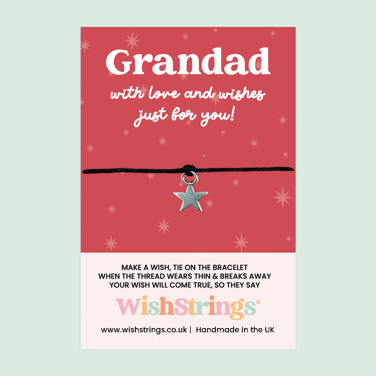 WishStrings ‘Grandad, With Love and Wishes’ Wish Bracelet | Thoughtful Gift from Grandchildren | Meaningful Keepsake for Grandad