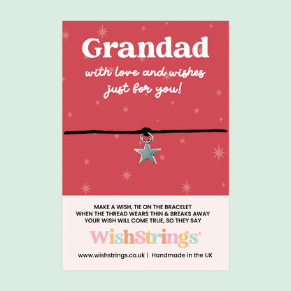 WishStrings ‘Grandad, With Love and Wishes’ Wish Bracelet | Thoughtful Gift from Grandchildren | Meaningful Keepsake for Grandad