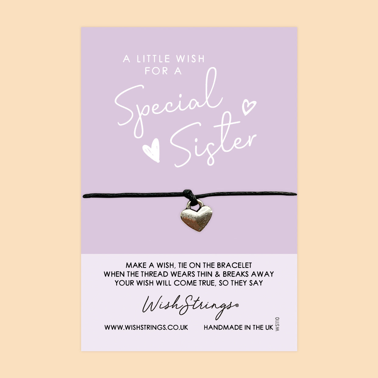 WishStrings ‘Special Sister’ Wish Bracelet | Thoughtful Gift from Siblings | Meaningful Keepsake to Show Love & Appreciation for Your Sister
