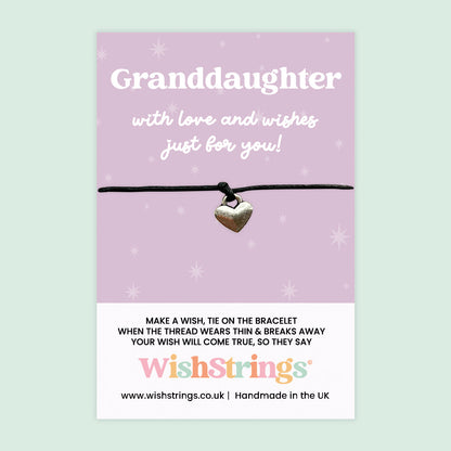 WishStrings ‘Granddaughter, With Love and Wishes’ Wish Bracelet | Thoughtful Gift from Grandparents | Meaningful Keepsake for Granddaughter