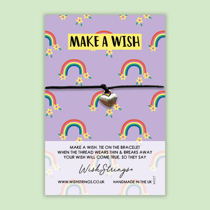 WishStrings ‘Make a Wish’ Rainbow Pattern Wish Bracelet | Thoughtful Gift | Meaningful Keepsake for Positivity, Dreams & Hope