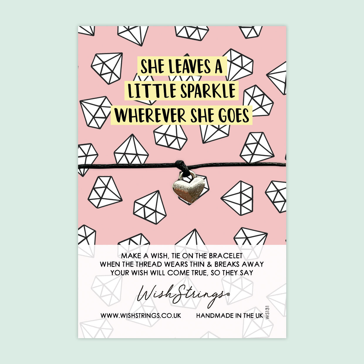 WishStrings ‘She Leaves a Little Sparkle Wherever She Goes’ Wish Bracelet | Empowering Gift for Women | Meaningful Keepsake for Confidence & Strength