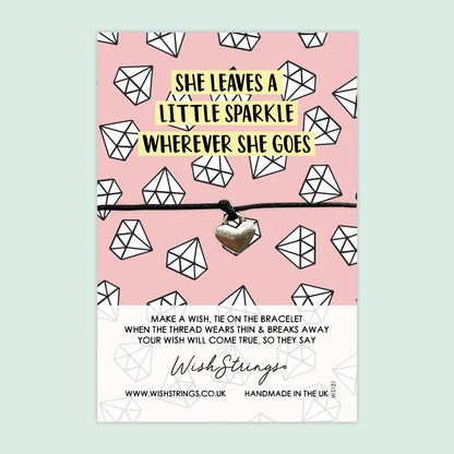 WishStrings ‘She Leaves a Little Sparkle Wherever She Goes’ Wish Bracelet | Empowering Gift for Women | Meaningful Keepsake for Confidence & Strength