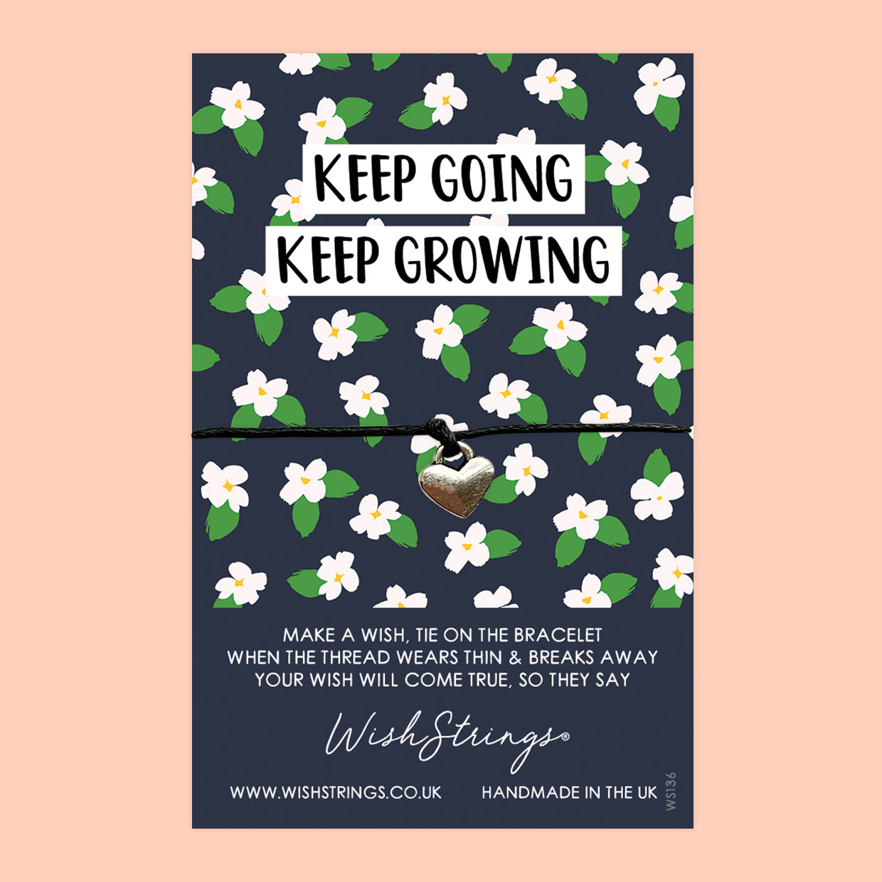 WishStrings ‘Keep Going, Keep Growing’ Wish Bracelet | Self-Care Support Gift | Meaningful Keepsake for Positivity & Personal Growth