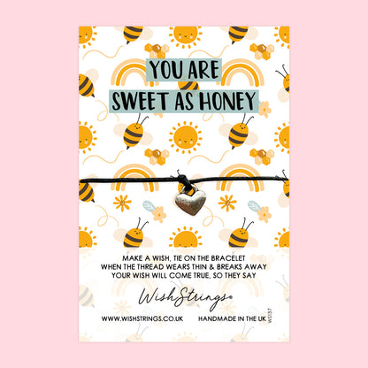 WishStrings ‘You Are Sweet as Honey’ Wish Bracelet | Thoughtful Gift for Happiness | Meaningful Keepsake for Love & Positivity