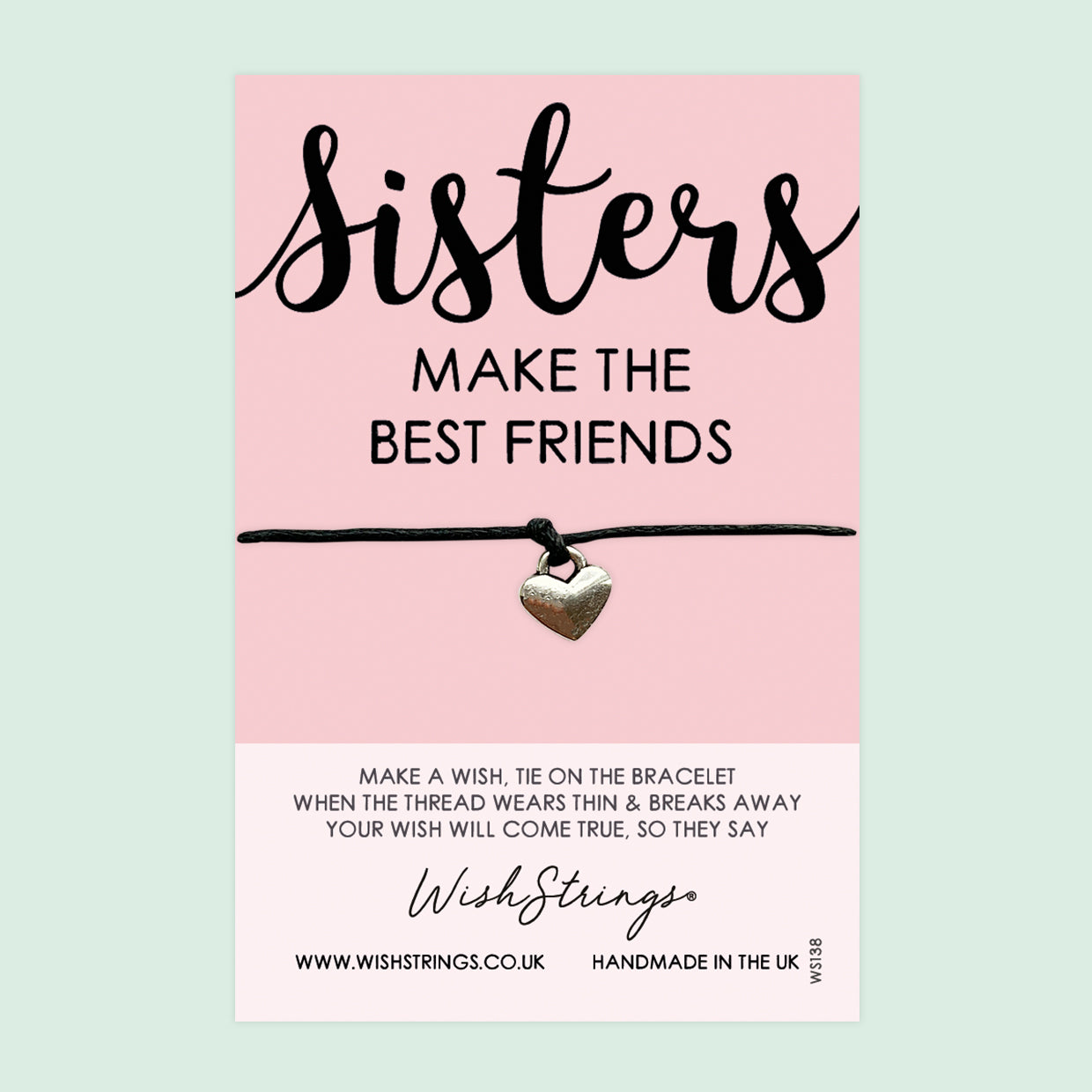 WishStrings ‘Sisters Make the Best Friends’ Wish Bracelet | Thoughtful Gift for Sister | Meaningful Keepsake with Love & Friendship