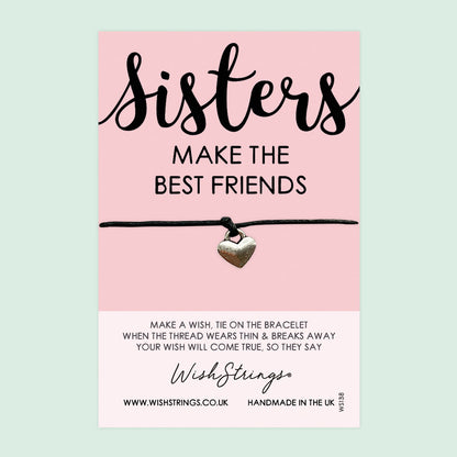 WishStrings ‘Sisters Make the Best Friends’ Wish Bracelet | Thoughtful Gift for Sister | Meaningful Keepsake with Love & Friendship