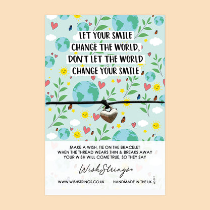 WishStrings ‘Let Your Smile Change the World’ Wish Bracelet | Motivational Gift | Meaningful Keepsake for Positivity & Encouragement