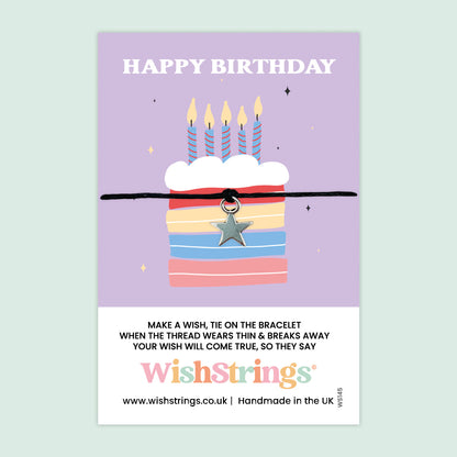 WishStrings ‘Happy Birthday’ Wish Bracelet | Birthday Wishes Gift | Cake Design Keepsake for Special Celebrations & Birthdays