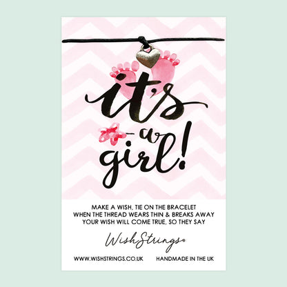 WishStrings ‘It’s a Girl’ Wish Bracelet | Thoughtful Gift for Baby Gender Reveal | Meaningful Keepsake for New Parents