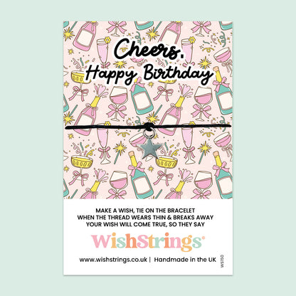 WishStrings ‘Cheers, Happy Birthday’ Wish Bracelet | Thoughtful Birthday Gift | Meaningful Wish Bracelet to Send Birthday Wishes