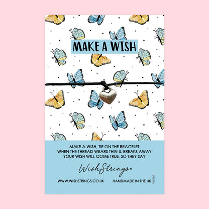 WishStrings ‘Make a Wish’ Butterfly Design Wish Bracelet | Thoughtful Gift for Positivity | Meaningful Keepsake for Dreams & Hope
