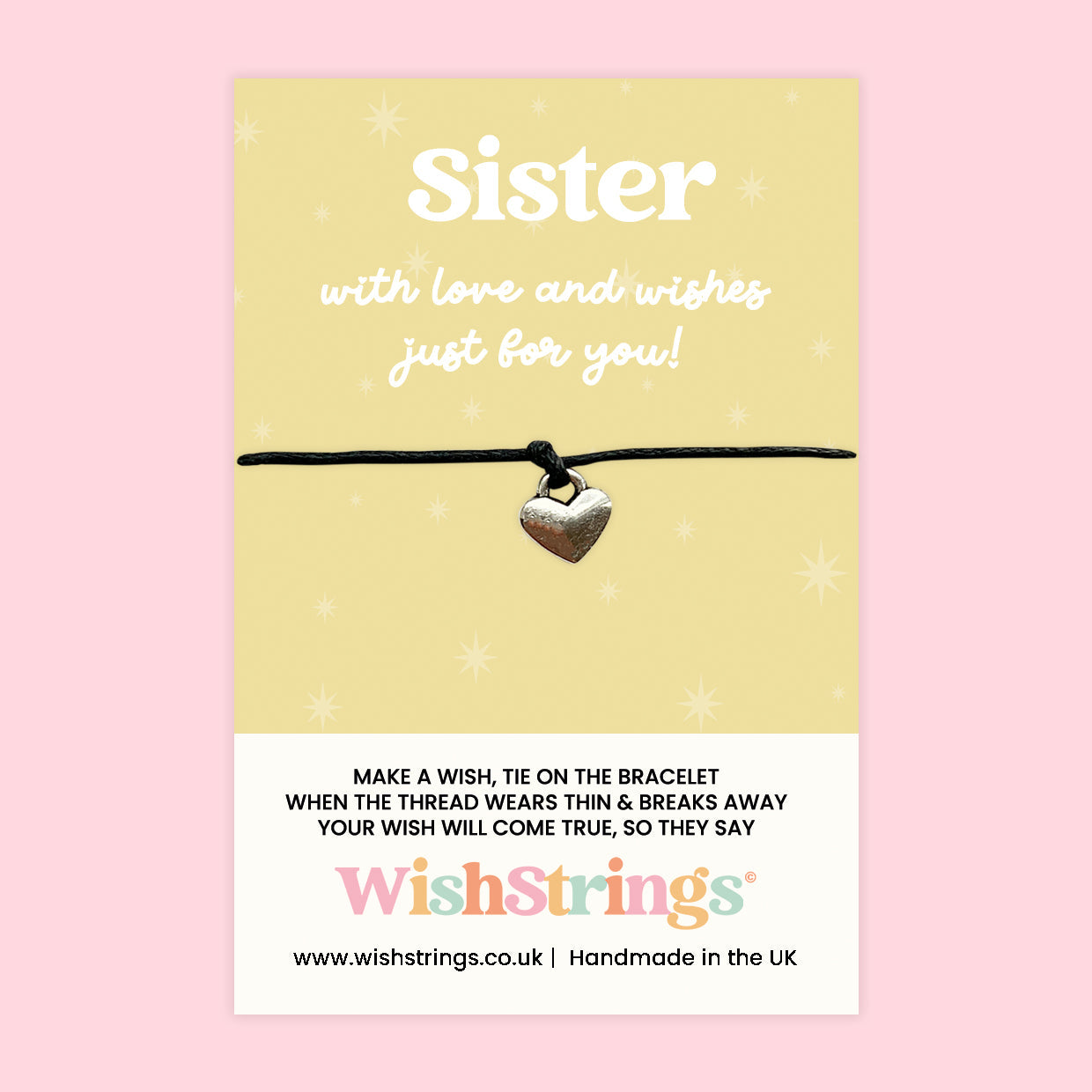 WishStrings ‘Sister’ Wish Bracelet | Thoughtful Gift for Sister | Meaningful Keepsake with Love & Appreciation