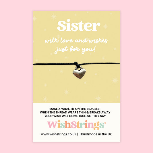 WishStrings ‘Sister’ Wish Bracelet | Thoughtful Gift for Sister | Meaningful Keepsake with Love & Appreciation