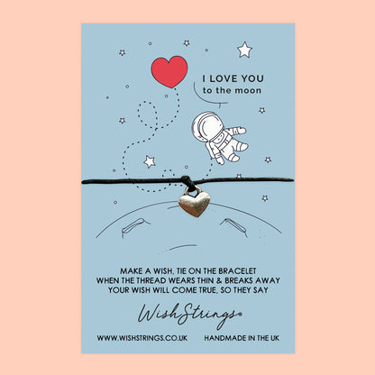 WishStrings ‘I Love You to the Moon’ Wish Bracelet | Thoughtful Gift for Couples | Cute Keepsake for Love & Affection