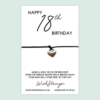 WishStrings ‘Happy 18th Birthday’ Wish Bracelet | Thoughtful Milestone Birthday Gift | Meaningful Keepsake for a Special Celebration