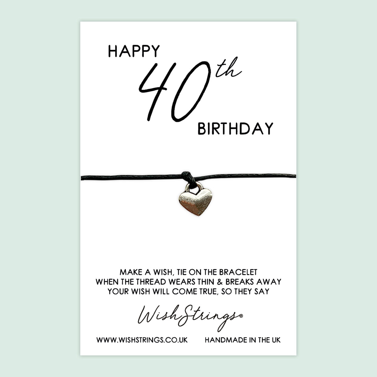 WishStrings ‘Happy 40th Birthday’ Wish Bracelet | Thoughtful Milestone Birthday Gift | Meaningful Keepsake for a Special Celebration