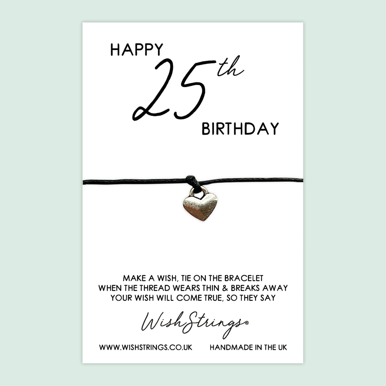 WishStrings ‘Happy 25th Birthday’ Wish Bracelet | Thoughtful Milestone Birthday Gift | Meaningful Keepsake for a Special Celebration
