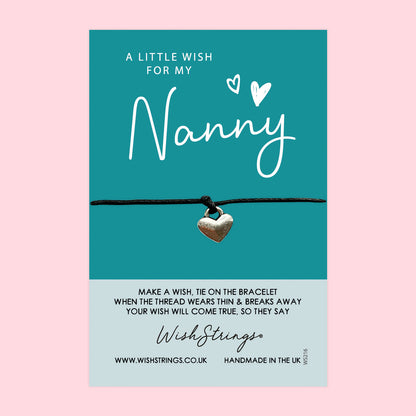 WishStrings ‘Little Wish for My Nanny’ Wish Bracelet | Thoughtful Gift for Nanny | Meaningful Keepsake to Show Love & Appreciation