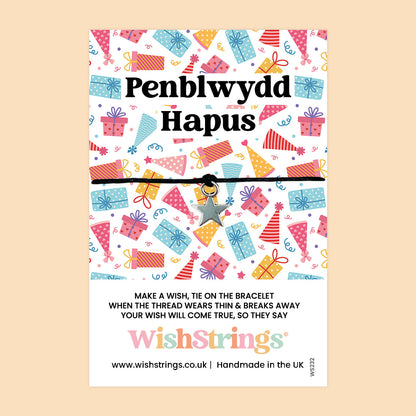 WishStrings ‘Penblwydd Hapus’ Wish Bracelet | Happy Birthday Welsh Gift | Meaningful Keepsake for Birthday Celebrations