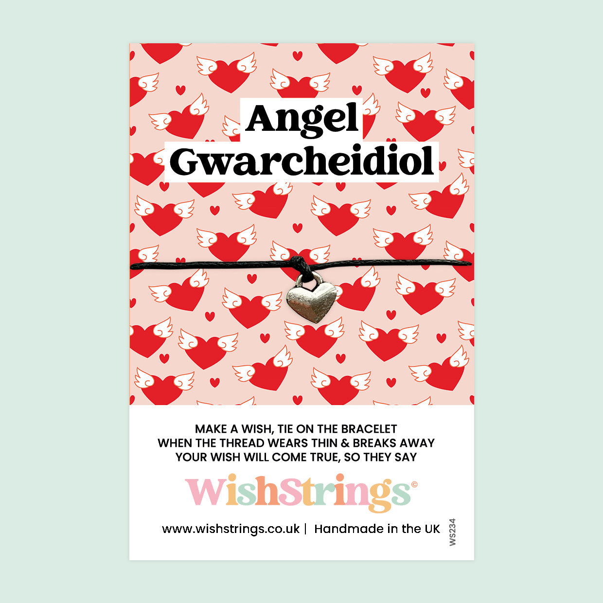WishStrings ‘Angel Gwarcheidol’ Wish Bracelet | Welsh-Language Gift | Meaningful Keepsake for Protection & Guidance