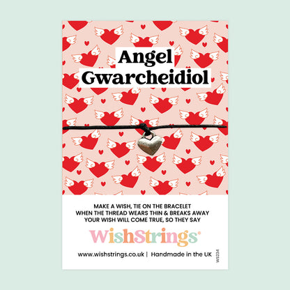 WishStrings ‘Angel Gwarcheidol’ Wish Bracelet | Welsh-Language Gift | Meaningful Keepsake for Protection & Guidance