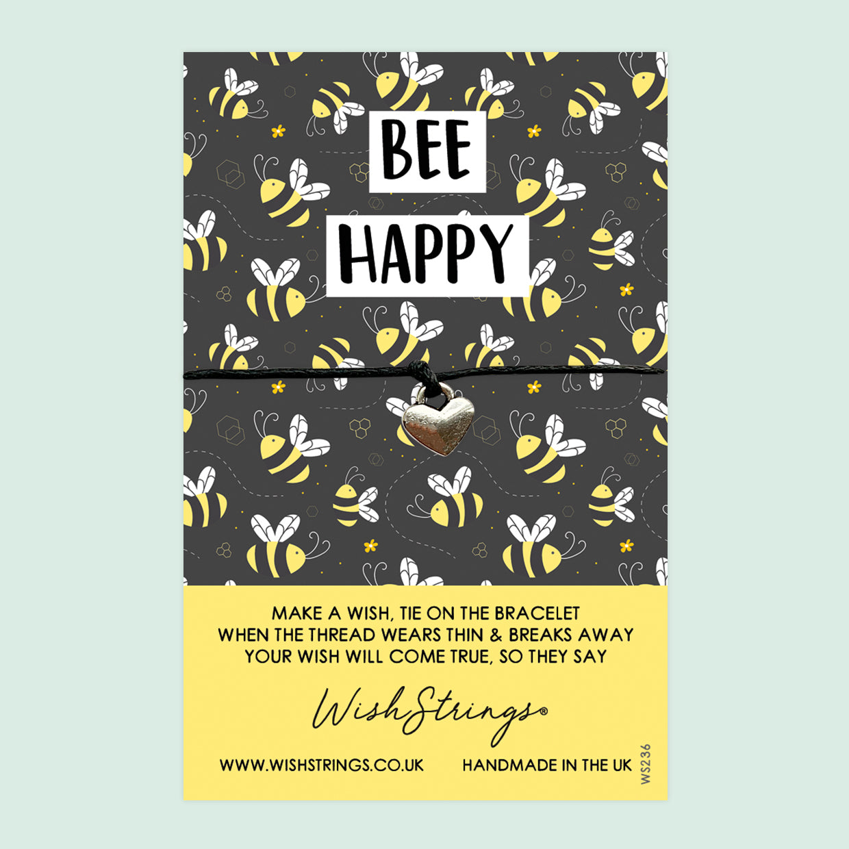 WishStrings ‘Bee Happy’ Wish Bracelet | Motivational Bee-Themed Gift | Meaningful Positivity & Encouragement Bracelet