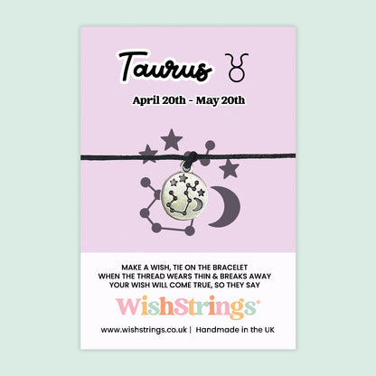 WishStrings ‘Taurus’ Star Sign Wish Bracelet | Thoughtful Birthday Gift | Meaningful Zodiac Keepsake for Taurus Birthdays