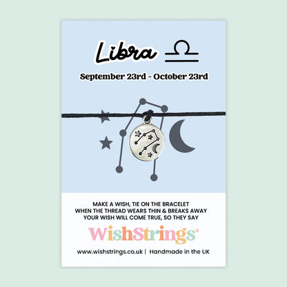 WishStrings ‘Libra’ Star Sign Wish Bracelet | Thoughtful Horoscope Gift | Meaningful Zodiac Keepsake for Libra Birthdays
