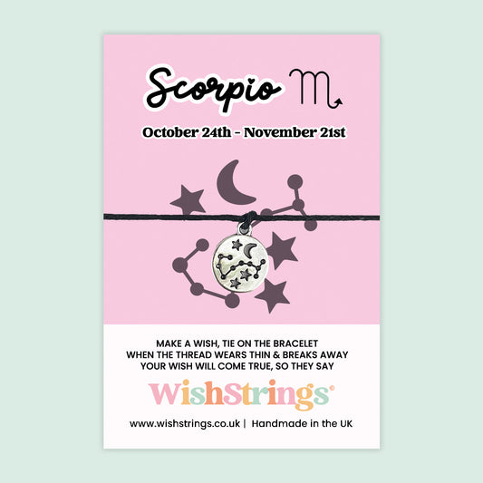 WishStrings ‘Scorpio’ Star Sign Wish Bracelet | Thoughtful Birthday Gift | Meaningful Zodiac Keepsake for Scorpio Birthdays