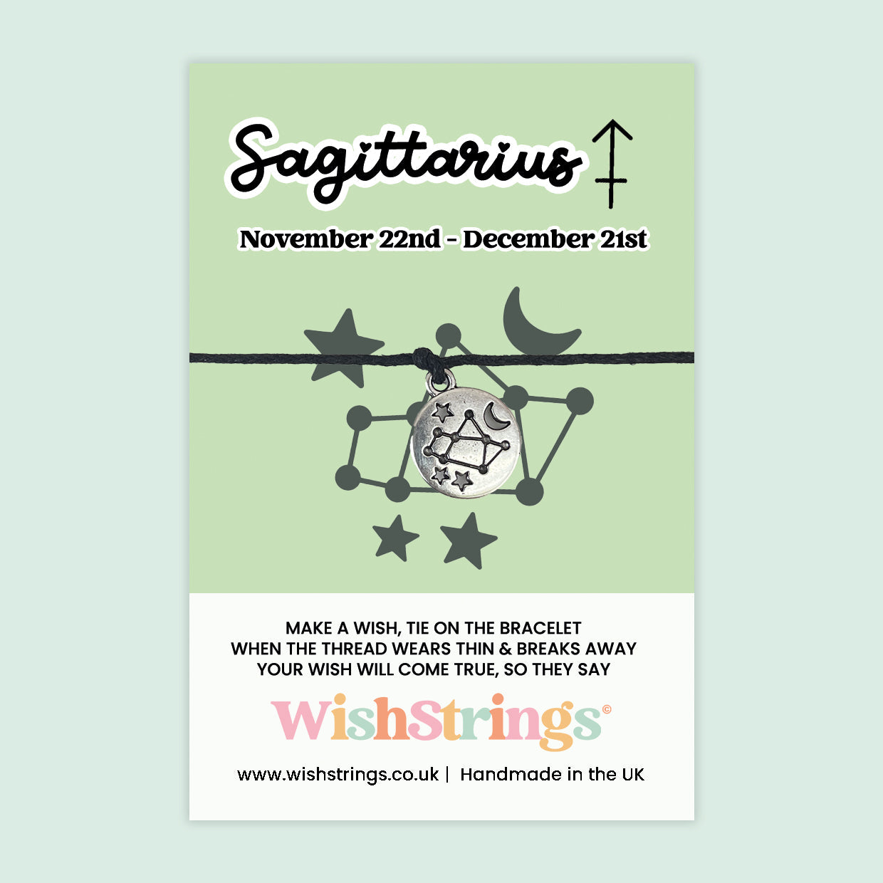 WishStrings ‘Sagittarius’ Star Sign Wish Bracelet | Thoughtful Birthday Gift | Meaningful Zodiac Keepsake for Sagittarius Birthdays
