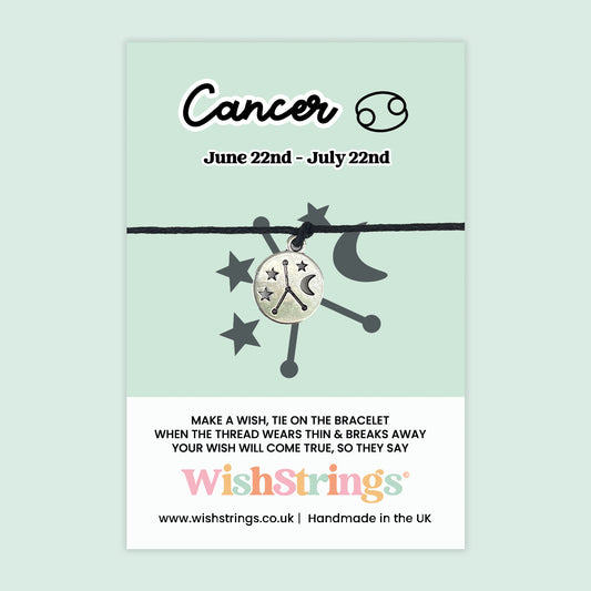 WishStrings ‘Cancer’ Star Sign Wish Bracelet | Thoughtful Horoscope Gift | Meaningful Zodiac Keepsake for Strength & Guidance