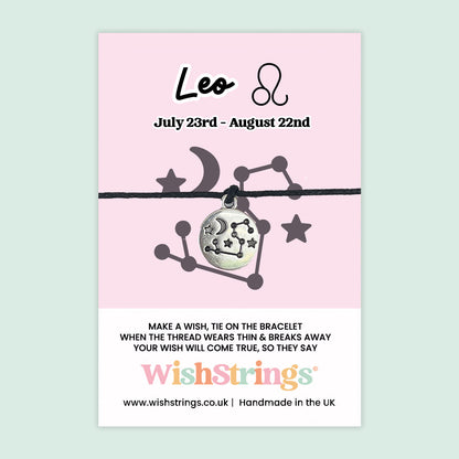 WishStrings ‘Leo’ Star Sign Wish Bracelet | Thoughtful Horoscope Gift | Meaningful Zodiac Keepsake for Leo Birthdays