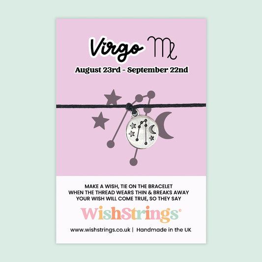 WishStrings 'Virgo' Star Sign Wish Bracelet | Thoughtful Birthday Gift | Meaningful Keepsake for Virgo Birthdays
