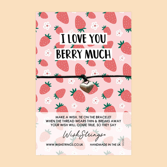 WishStrings ‘I Love you Berry Much’ Wish Bracelet | Thoughtful Sympathy Gift | Meaningful Keepsake for Loss, Support & Comfort