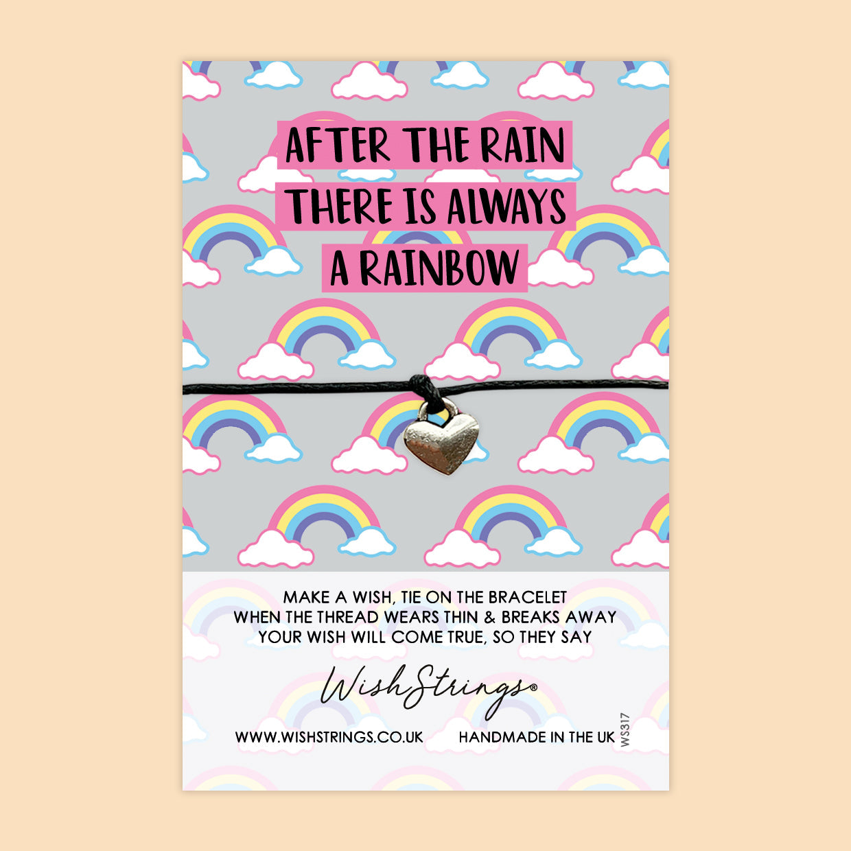 WishStrings ‘After the Rain, There Is a Rainbow’ Wish Bracelet | Thoughtful Gift for Support & Comfort | Meaningful Keepsake of Hope