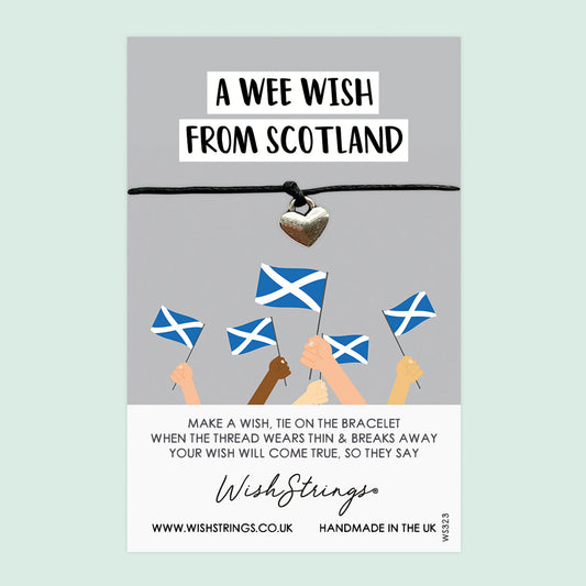 WishStrings ‘Make a Wish, Wee Wish from Scotland’ Wish Bracelet | Souvenir Gift | Thoughtful Long Distance Keepsake from Scotland