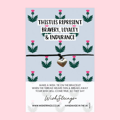 WishStrings ‘Thistles Represent Bravery, Loyalty, and Endurance’ Wish Bracelet | Scottish Gift | Meaningful Keepsake for Strength & Heritage