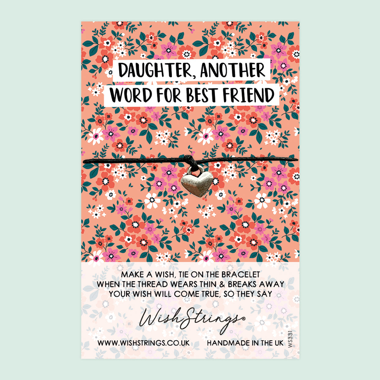 WishStrings ‘Daughter, Another Word for Best Friend’ Wish Bracelet | Thoughtful Gift from Parents | Meaningful Keepsake to Show Love
