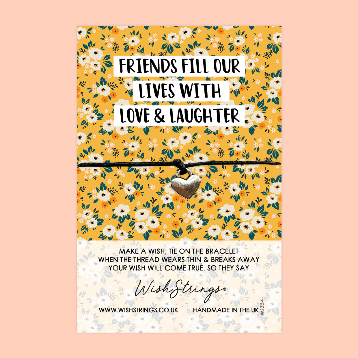 WishStrings ‘Friends Fill Our Lives with Love & Laughter’ Wish Bracelet | Thoughtful Gift for Friendship | Meaningful Keepsake for a Special Friend