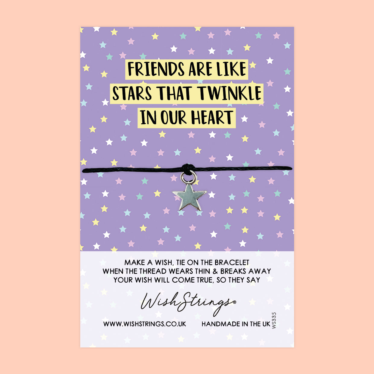 WishStrings ‘Friends Are Like Stars That Twinkle in Our Heart’ Wish Bracelet | Thoughtful Gift for Friendship | Meaningful Keepsake