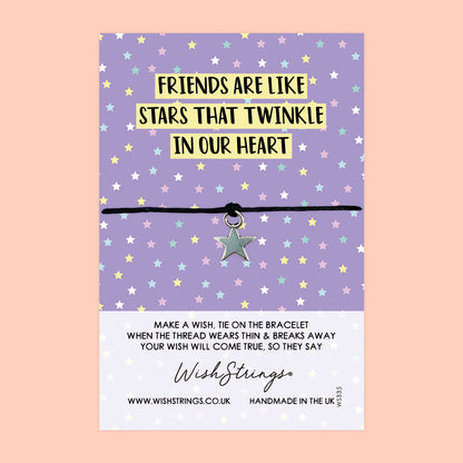 WishStrings ‘Friends Are Like Stars That Twinkle in Our Heart’ Wish Bracelet | Thoughtful Gift for Friendship | Meaningful Keepsake