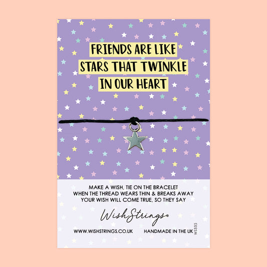 WishStrings ‘Friends Are Like Stars That Twinkle in Our Heart’ Wish Bracelet | Thoughtful Gift for Friendship | Meaningful Keepsake