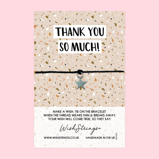 WishStrings ‘Thank You So Much’ Wish Bracelet | Thoughtful Gift to Say Thanks | Terrazzo Pattern Design for Gratitude & Appreciation