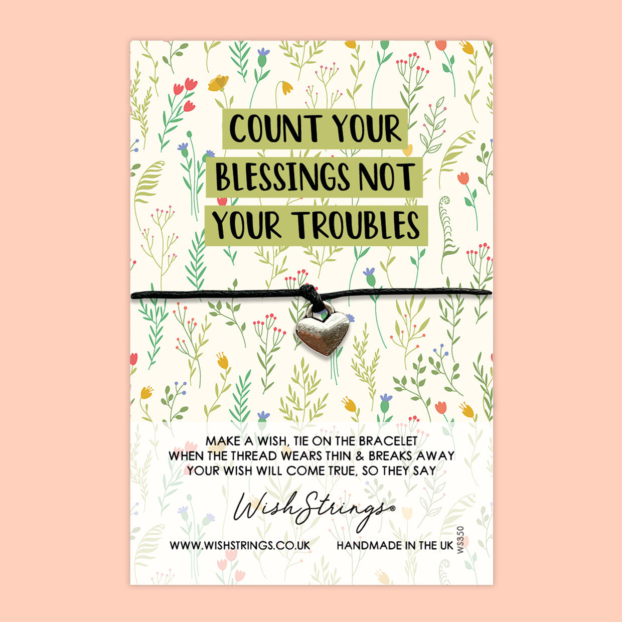 WishStrings ‘Count Your Blessings’ Wish Bracelet | Uplifting Gift for Tough Times | Meaningful Keepsake for Positivity & Gratitude