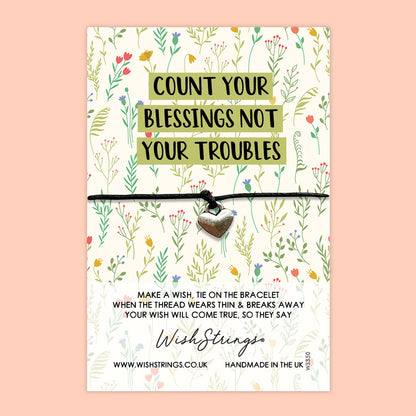 WishStrings ‘Count Your Blessings’ Wish Bracelet | Uplifting Gift for Tough Times | Meaningful Keepsake for Positivity & Gratitude